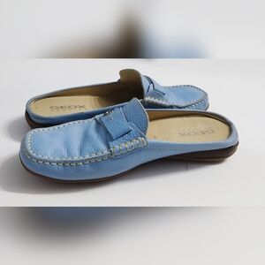 Geox Respira Sky Blue Leather Slip-Ons. Size 39EU. Never Used.